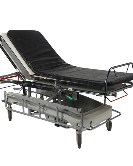 A&E Black Patient Trolley with Chrome Finish